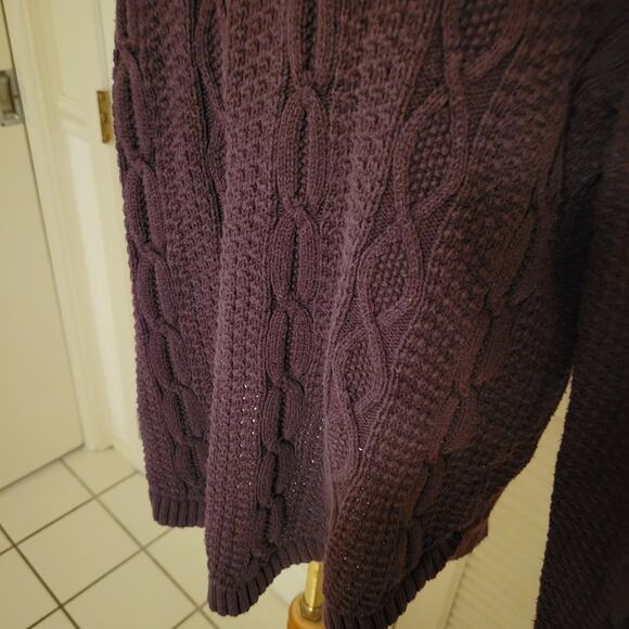 Jeanne Pierre Purple Cable Knit Cowl Neck Sweater Women's XL Cozy Pullover - Picture 4 of 9